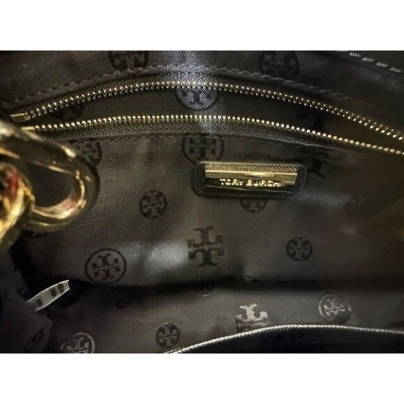 Tory Burch Tote Black Leather Robinson Micro Double-Zip Cross Body + Dust Bag - Picture 7 of 14